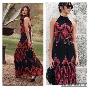 LRL WESTERN-PRINT GEORGETTE MAXI DRESS NWT